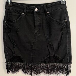 Black Denim Mini Skirt